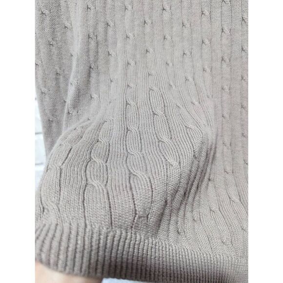 Pendleton Women's Medium Tan Cable Knit Cotton Short Sleeve Pullover Sweater - Picture 3 of 5